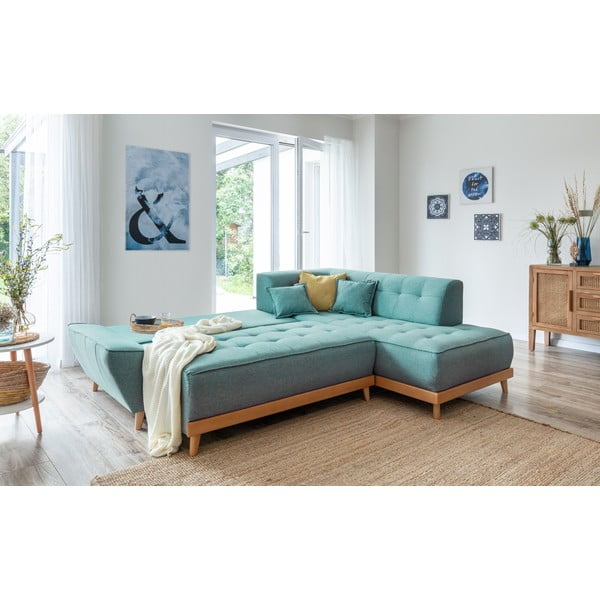 Türkiz kinyitható sarokkanapé (jobb oldali) Dazzling Daisy – Miuform-image-4