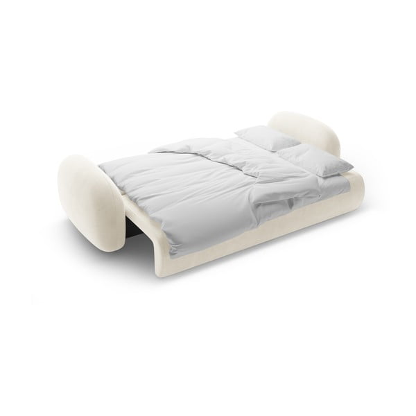 Krémszínű bársony kinyitható-tárolóhelyes kanapé 262 cm Tonale – Cosmopolitan Design-image-4