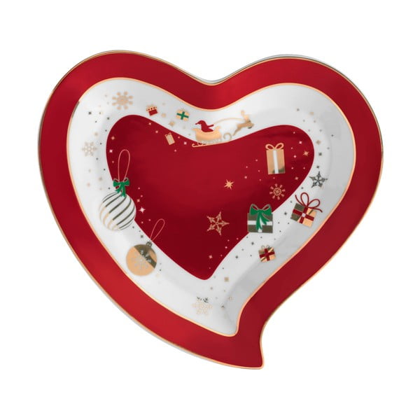 Alleluia Heart szív formájú porcelán tálaló tányér, hossz 22 cm - Brandani