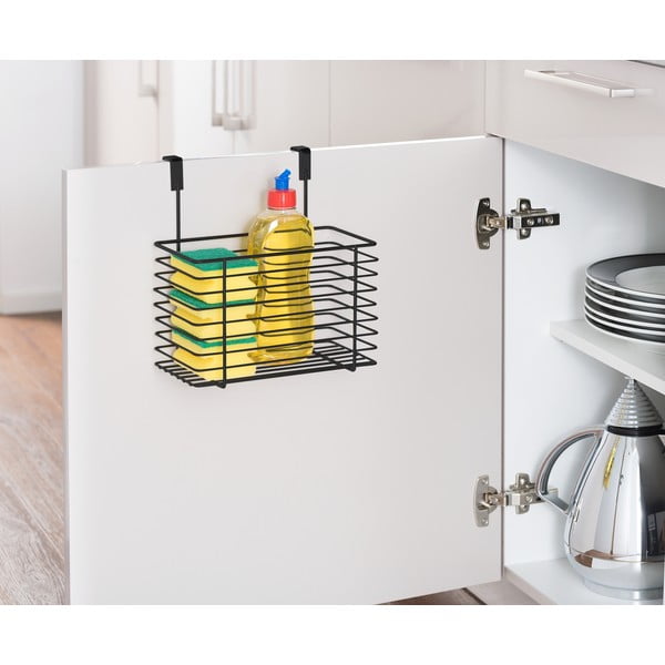 Slim fekete fém függőkosár konyhaszekrény ajtóra, magasság 25 cm - Wenko-image-2