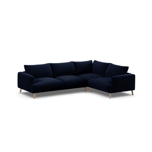 Sötétkék bársony sarokkanapé (jobb oldali-L alakú) Naomi – Micadoni -image-2