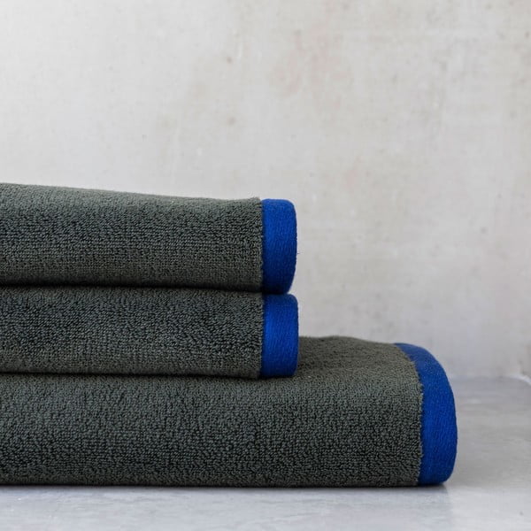 Sötétzöld-kék frottír bio pamut törölköző 50x90 cm Soft – Mette Ditmer Denmark-image-4