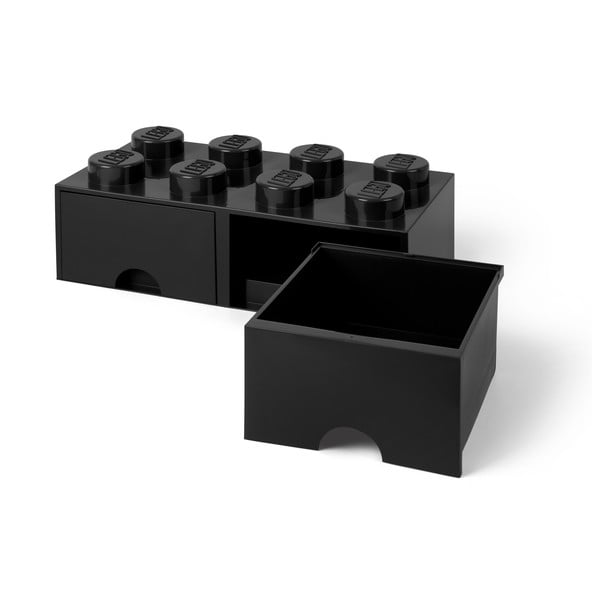 Négyszögeletes fekete tárolódoboz 2 fiókkal - LEGO®-image-3