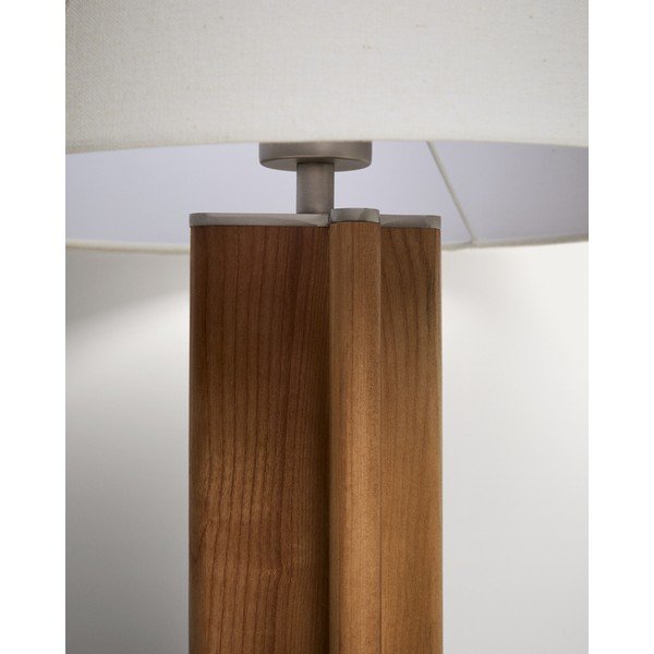 Fehér-barna kaucsukfa asztali lámpa textil búrával (magasság 48 cm) Niani – Kave Home-image-4