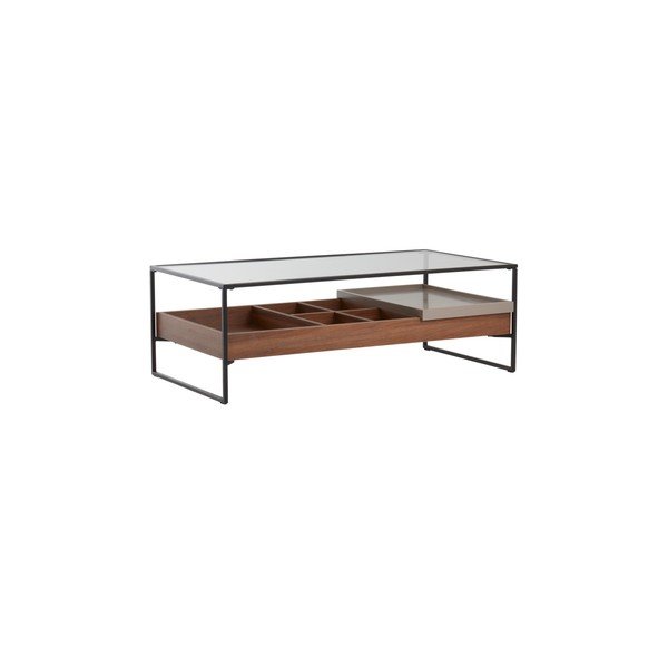 Sötét natúr színű dohányzóasztal üveg asztallappal 60x120 cm Sveg – Jotex
