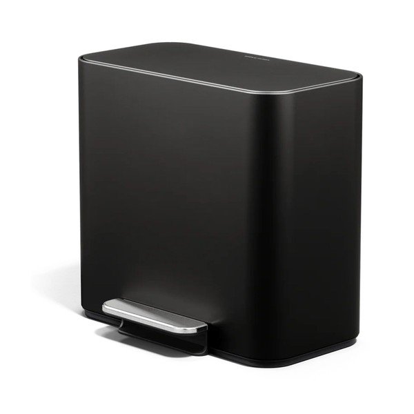 Matt fekete acél szelektív-pedálos szemetes 15 l Dual Mini – simplehuman