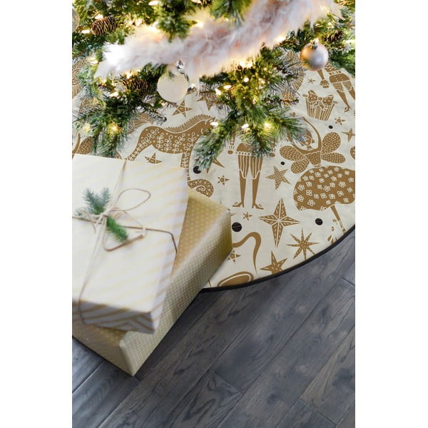 Golden Nut Cracker pamut szőnyeg a karácsonyfa alá, ø 130 cm - Butter Kings-image-1