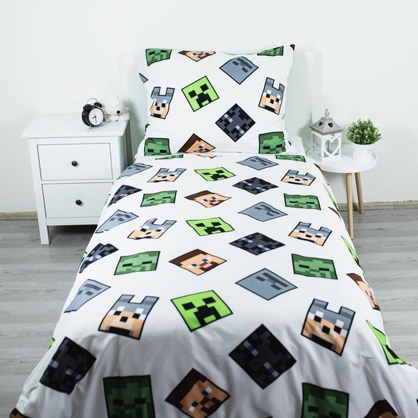 Zöld egyszemélyes mikroszálas gyerek ágyneműhuzat 140x200 cm Minecraft Block Stack – Jerry Fabrics-image-2