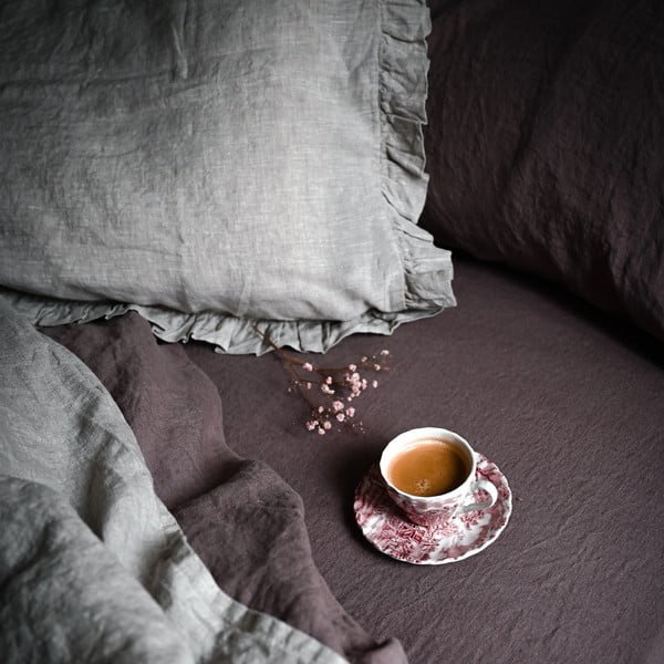 Rózsaszín-barna len lepedő 180x260 cm Ashes of Roses – Linen Tales-image-3