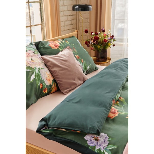 Floret sötétzöld kétszemélyes pamutszatén ágyneműhuzat, 200 x 220 cm - Bonami Selection-image-3