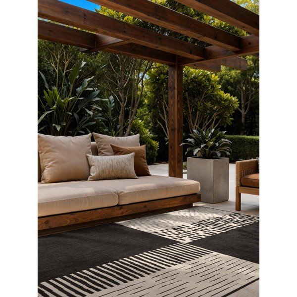 Fekete-krémszínű kültéri-beltéri szőnyeg 120x170 cm Haringey Acacia – Ted Baker-image-1