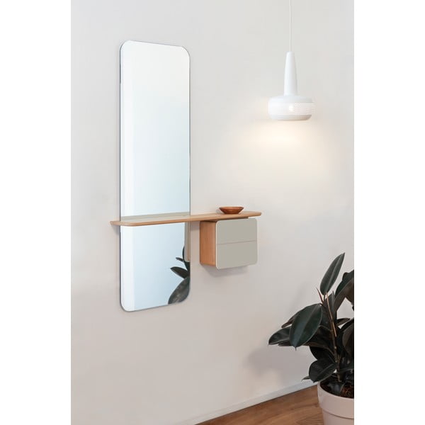 Fehér-natúr színű előszoba bútor tölgyfa dekorral One More Look – UMAGE-image-4