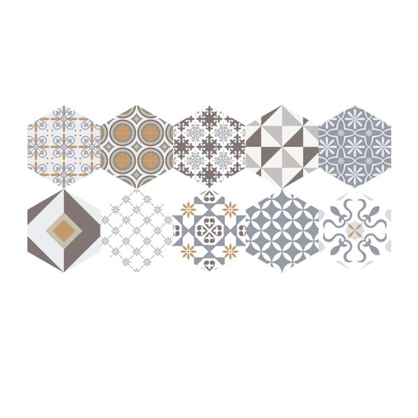 Floor Stickers Hexagons Juliana 10 db-os padlómatrica szett, 40 x 90 cm - Ambiance