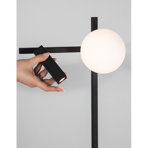 Fehér-fekete fém LED állólámpa hajlítható szerkezettel üveg búrával (magasság 150 cm) Joline – Nova Luce-image-1