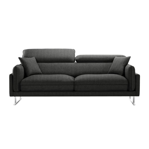 Gigi antracitszürke háromszemélyes kanapé, fekete szegéllyel - L'Officiel Interiors