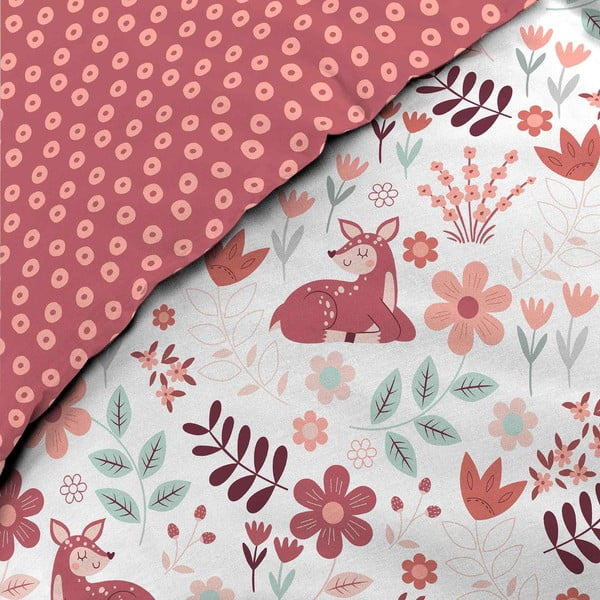 Fehér-rózsaszín egyszemélyes pamut gyerek ágyneműhuzat 140x200 cm Bichette – douceur d'intérieur-image-2