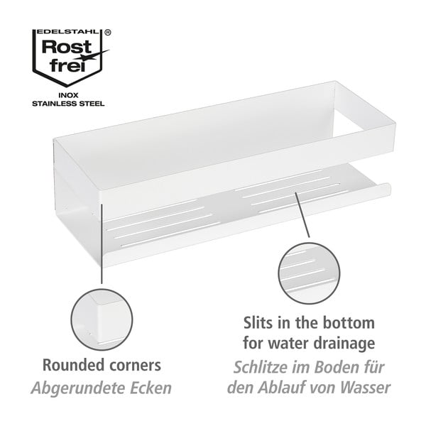 Matt fehér öntapadós rozsdamentes acél Turbo-Loc fürdőszobai polc Genova – Wenko-image-4