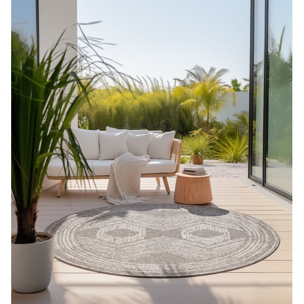 Barna-krémszínű kerek kültéri szőnyeg ø 100 cm Gemini – Elle Decoration-image-3