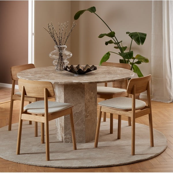 Világosbarna márvány kerek étkezőasztal ø 130 cm Naxos – Actona-image-1