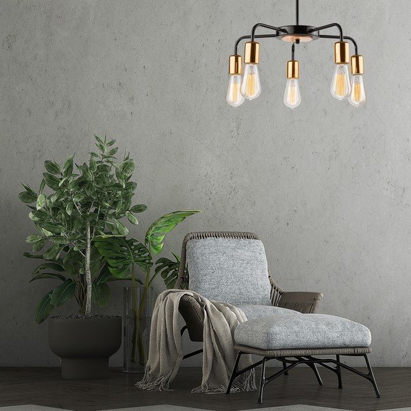 Fekete függőlámpa fém búrával ø 45 cm Erica – LAMKUR-image-3