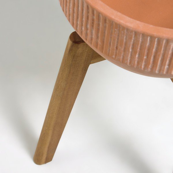 Suba terrakotta virágcserép fa állványon, magasság 40 cm - Kave Home-image-2