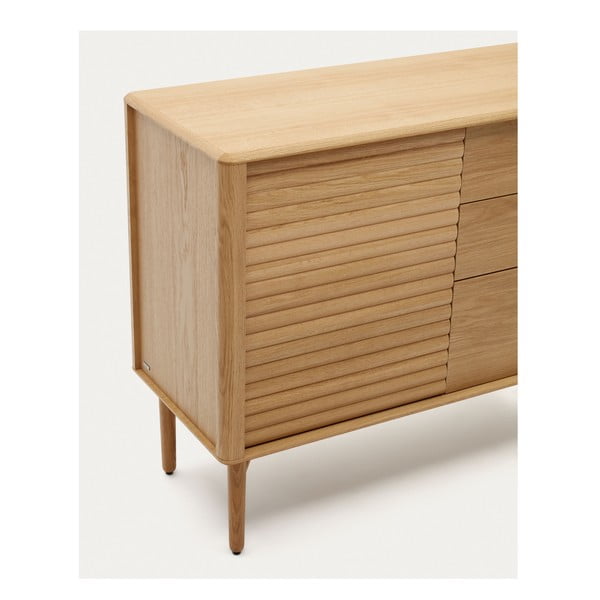Natúr színű alacsony komód tölgyfa dekorral 105x86 cm Lenon – Kave Home-image-3