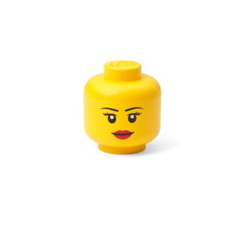 Sárga fej alakú tárolódoboz, lány, 10,5 x 10,6 x 12 cm - LEGO®