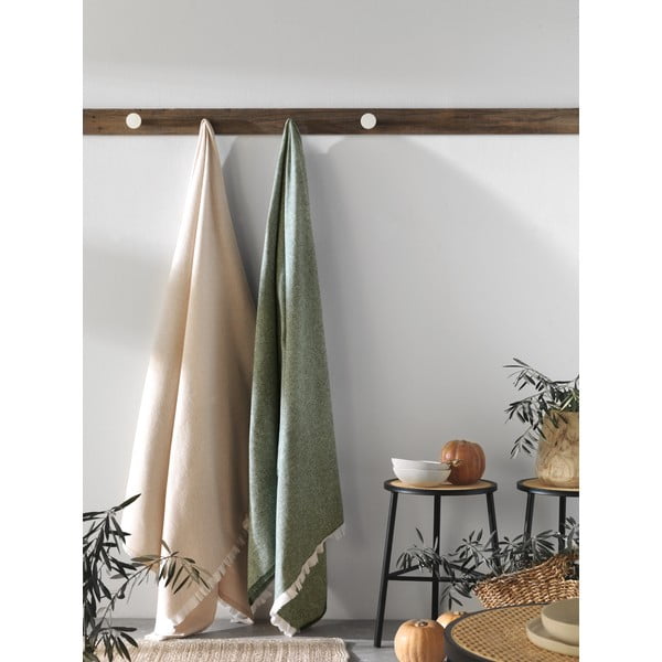 Linen világosbézs pléd, 140 x 180 cm - Euromant-image-3