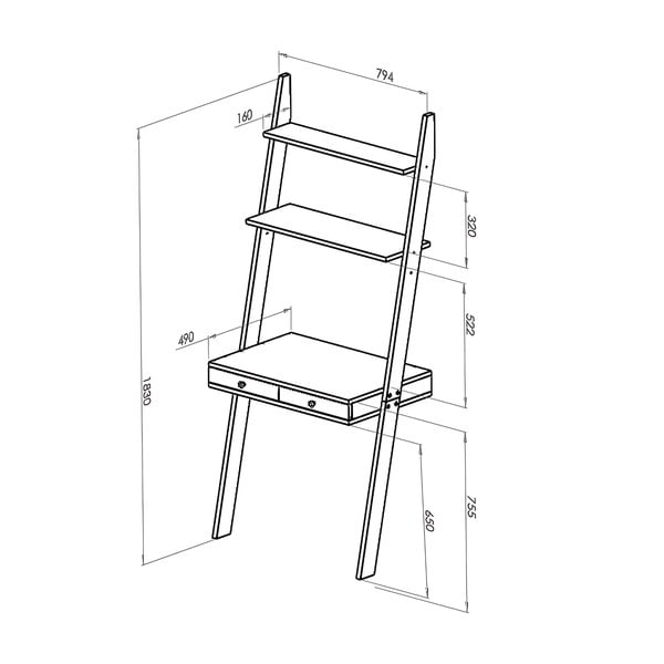 Leno fehér állvány munkalappal és fiókkal - Ragaba-image-2