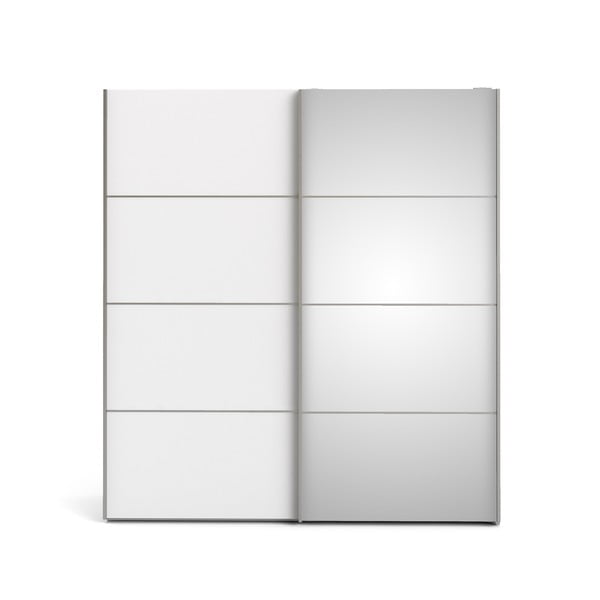 Verona fehér ruhásszekrény tükörrel és tolóajtókkal, 182 x 202 cm - Tvilum