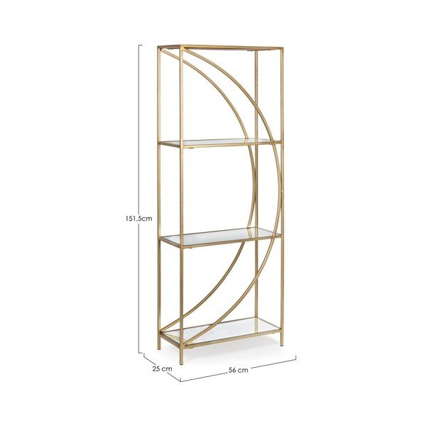 Aranyszínű acél könyvespolc 56x151,5x25 cm Elenor – Bizzotto-image-4