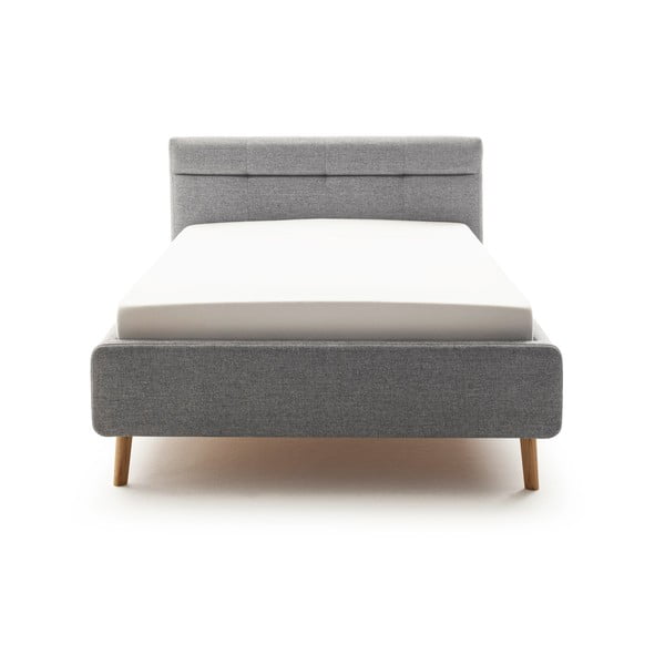 Szürke kárpitozott ágyneműtartós franciaágy ágyráccsal 140x200 cm Lotte – Meise Möbel-image-3