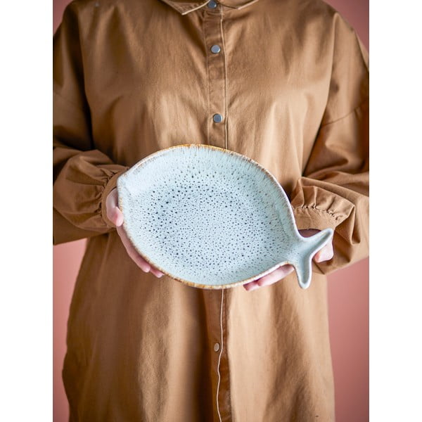 Kék-bézs szervírozó kőedény tányér Fleur – Bloomingville-image-1