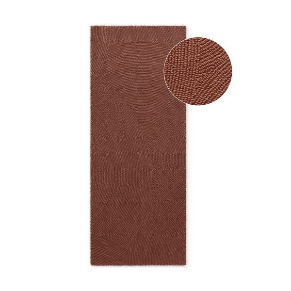 Téglavörös kézi szövésű gyapjú futószőnyeg 80x200 cm Calmio – Hanse Home