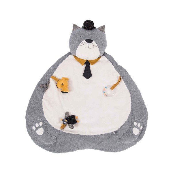 Szürke-krémszínű játszószőnyeg Les Moustaches – Moulin Roty-image-1