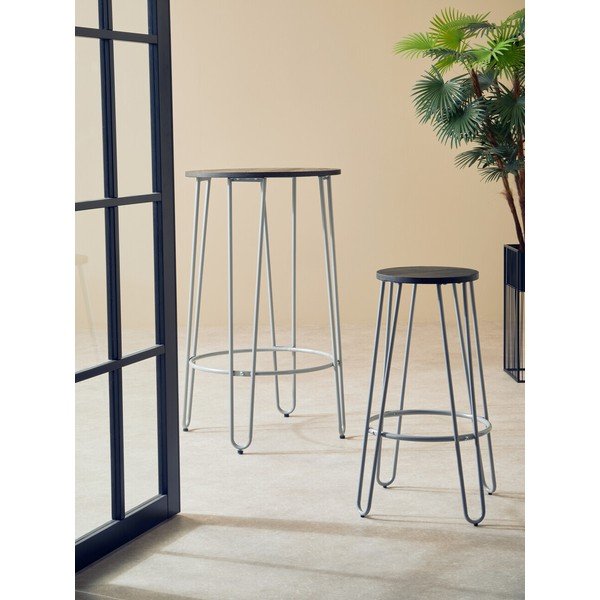 Szürke-sötét natúr színű szilfa bárszék (ülésmagasság 75 cm) District – Premier Housewares-image-1