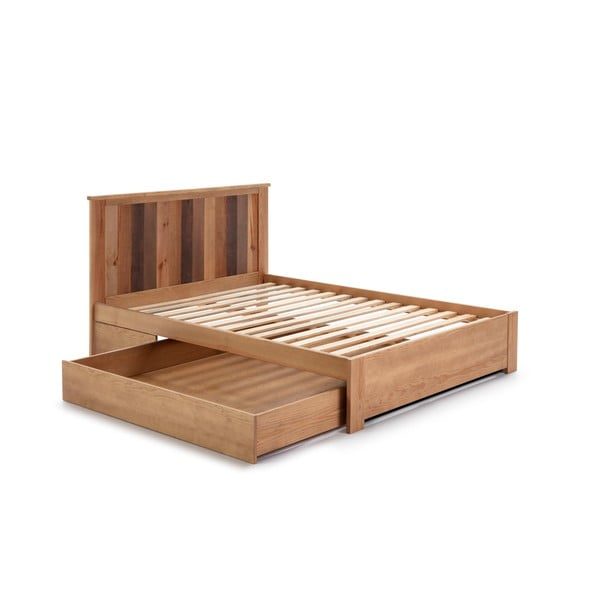 Natúr színű franciaágy ágyráccsal 140x190 cm Maude – Marckeric-image-3