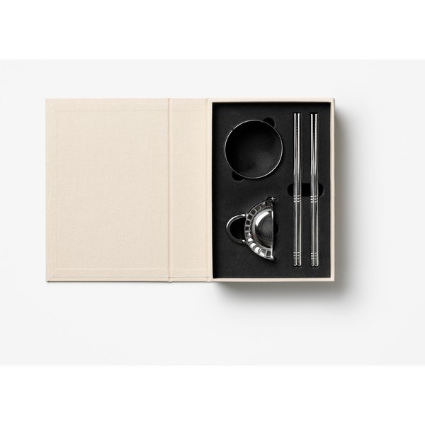 Bézs rozsdamentes acél négyszemélyes evőpálcika szett The Essentials - Dumpling Tools – Printworks-image-2