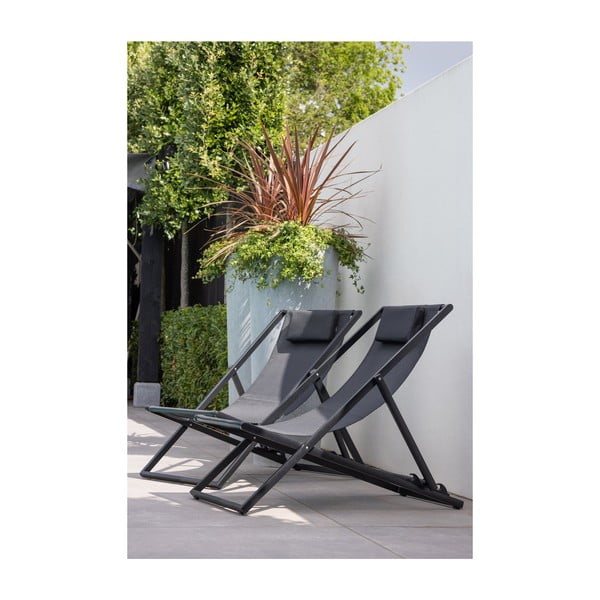 Fekete fém összecsukható kerti napozóágy Esper – Exotan-image-1
