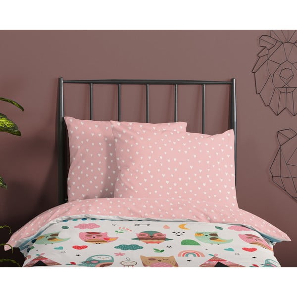 Rózsaszín pamut gyerek ágyneműhuzat babaágyhoz 100x135 cm Wise – Good Morning-image-2