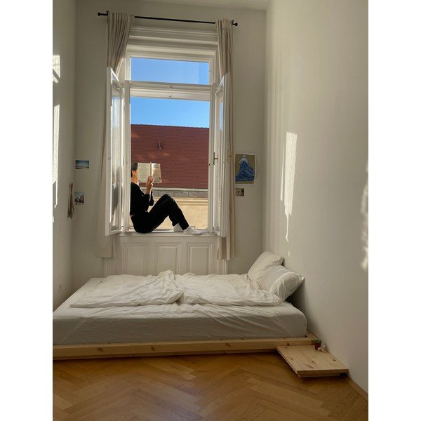 Natúr színű borovi fenyő egyszemélyes ágy ágytámla nélkül, ágyráccsal 90x200 cm Dock – Karup-image-4