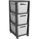 Fehér-fekete műanyag gurulós polcos állvány 30x77 cm Brisen - Rotho