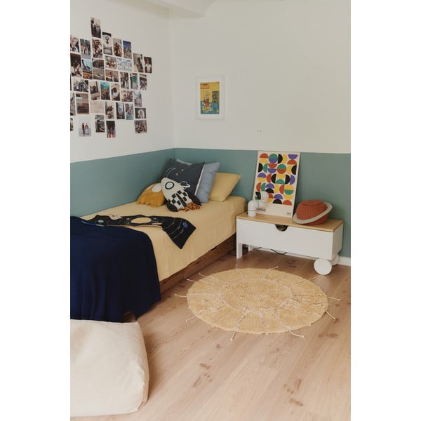 Mustársárga mosható kézi szövésű pamut kerek szőnyeg ø 100 cm Solar Multishape – Lorena Canals-image-4