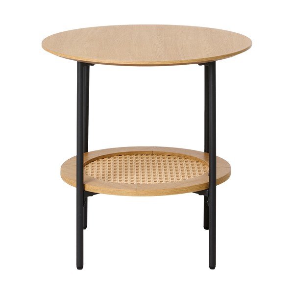 Kerek tárolóasztal tölgyfa dekorral ø 50 cm Pensacola – Unique Furniture-image-1