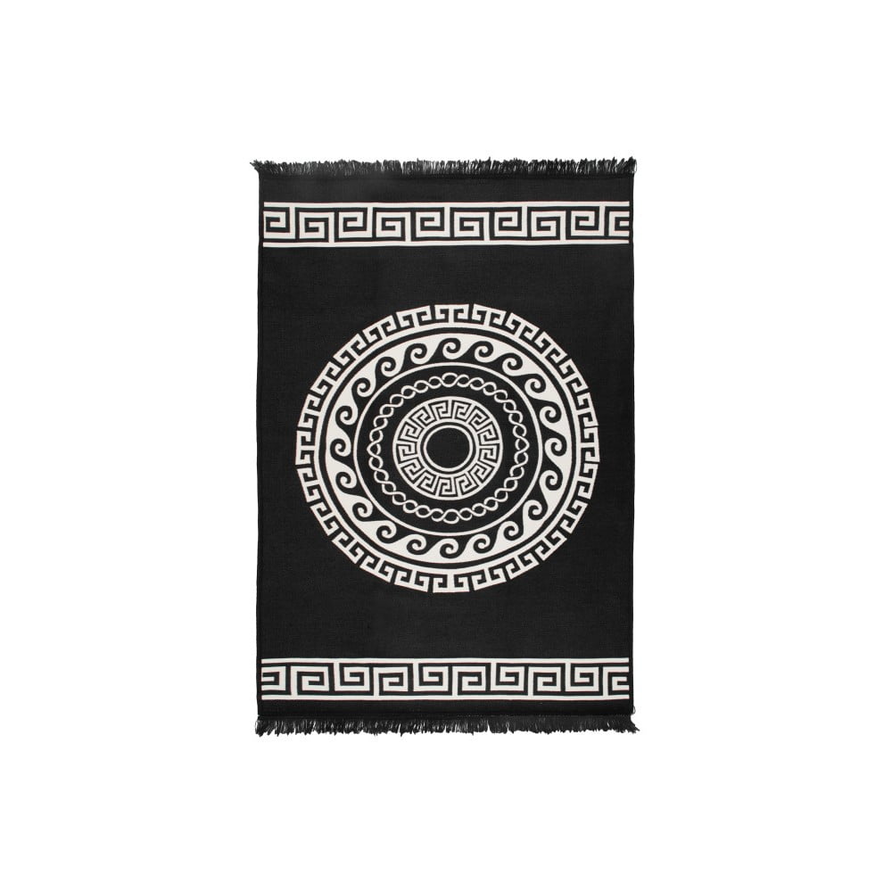Mandala bézs-fekete kétoldalas szőnyeg, 120 x 180 cm