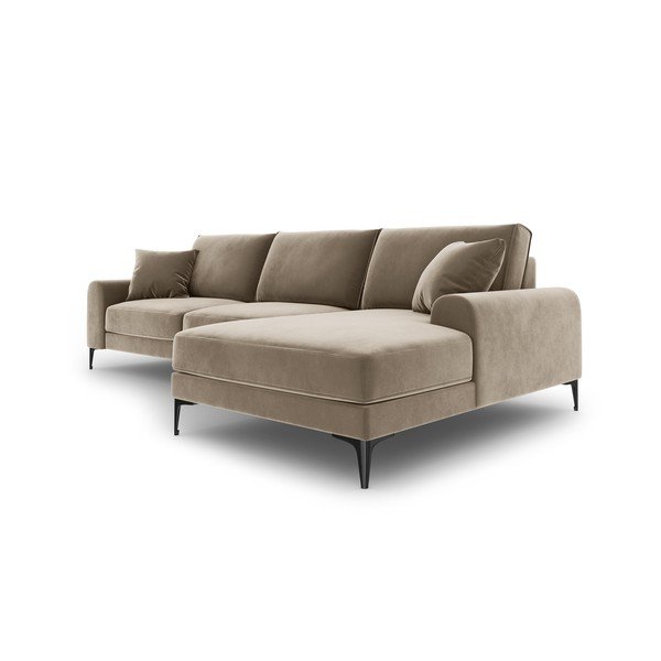 Madara bézs bársony sarokkanapé, jobb oldali - Mazzini Sofas-image-4