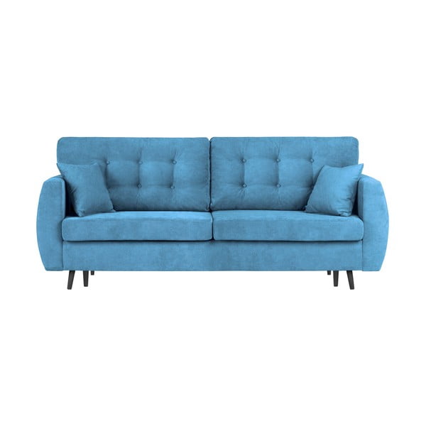 Rotterdam háromszemélyes kék kinyitható kanapé tárolóval, 231 x 98 x 95 cm - Cosmopolitan design
