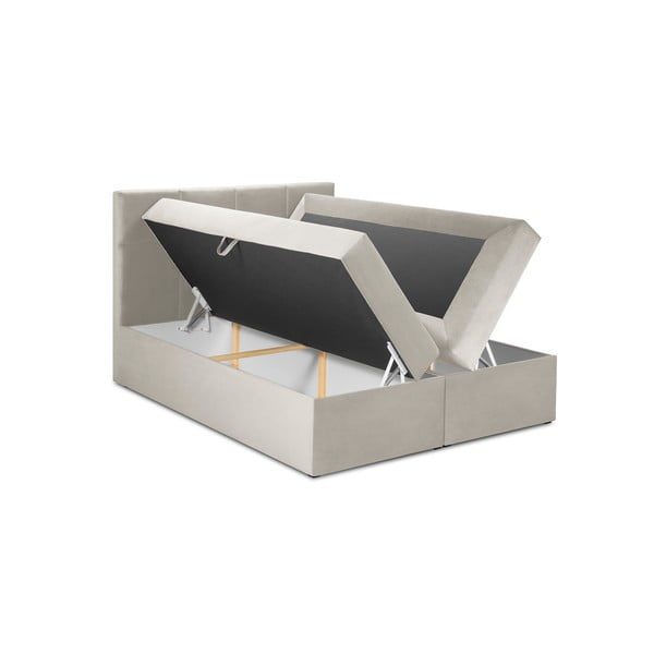 Bézs boxspring ágy tárolóhellyel 160x200 cm Mimicry – Mazzini Beds-image-3