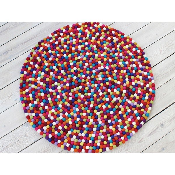 Ball Rugs sötétpiros gyapjú golyószőnyeg, ⌀ 120 cm - Wooldot-image-1