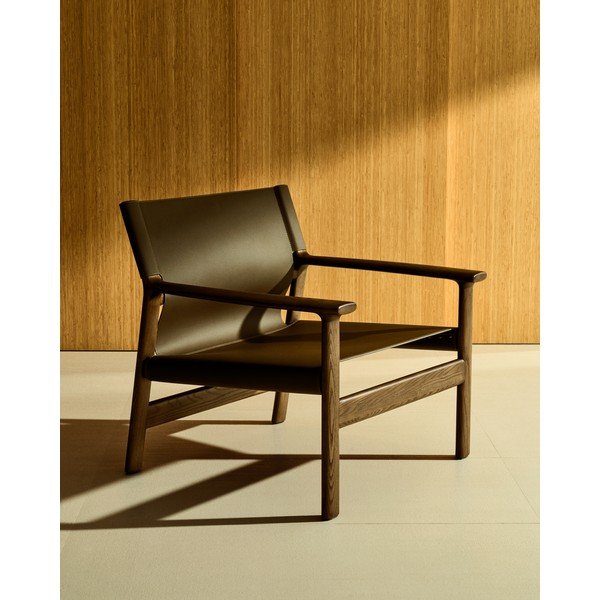 Sötétbarna bőr fotel Jan – Kave Home-image-1